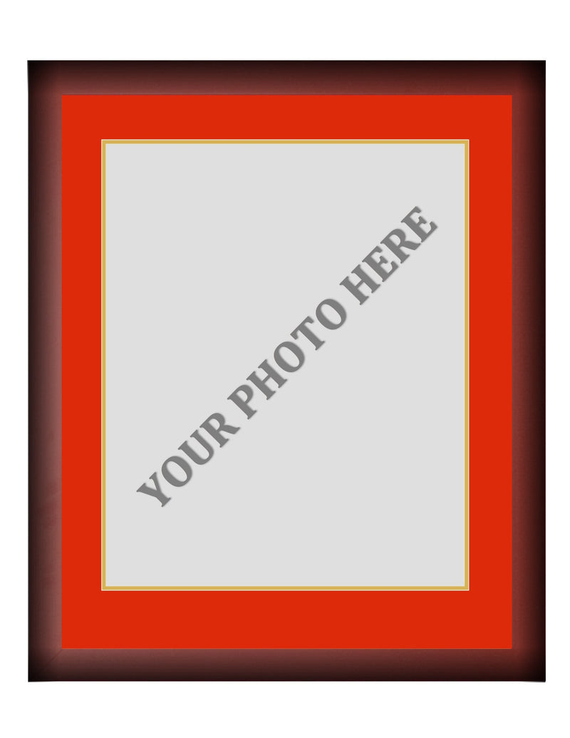 Frame Kit - Cherry Wood Frame | Red Matting | Gold Trim