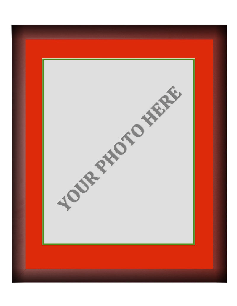Frame Kit - Cherry Wood Frame | Red Matting | Green Trim