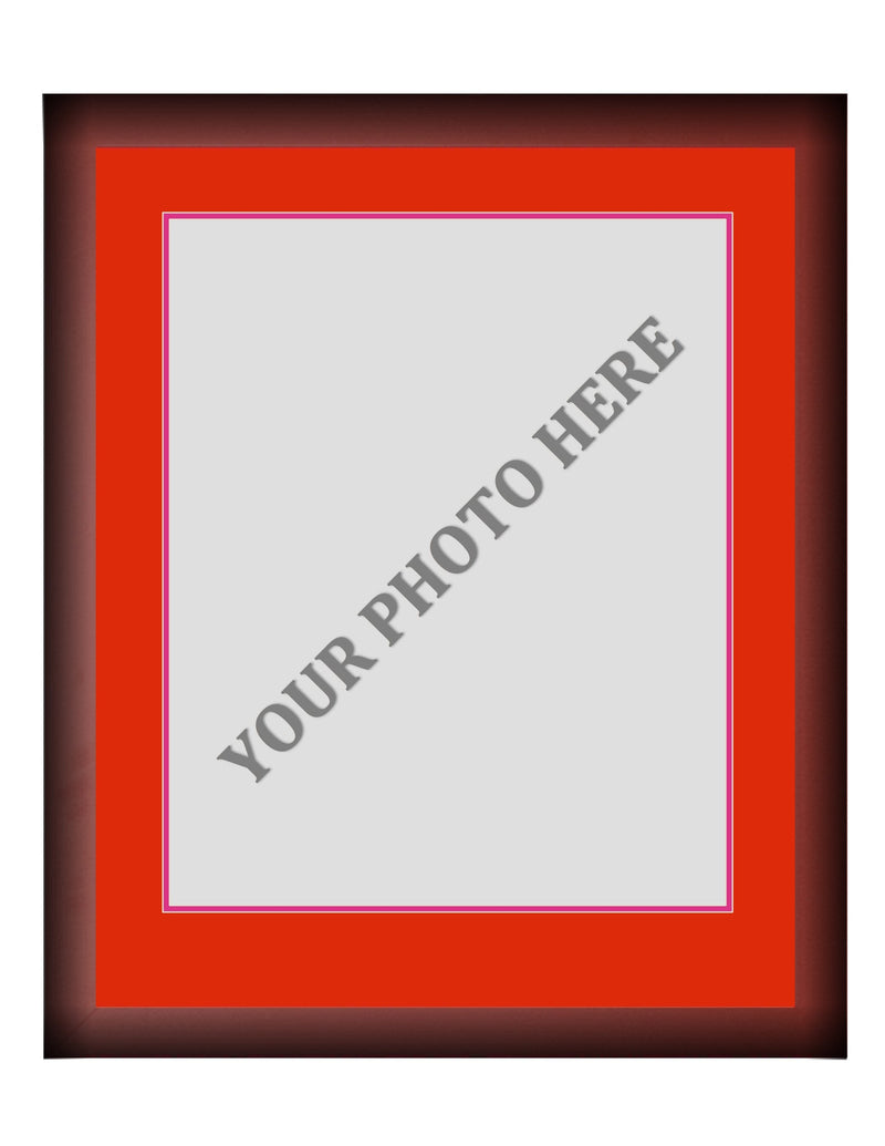 Frame Kit - Cherry Wood Frame | Red Matting | Pink Trim