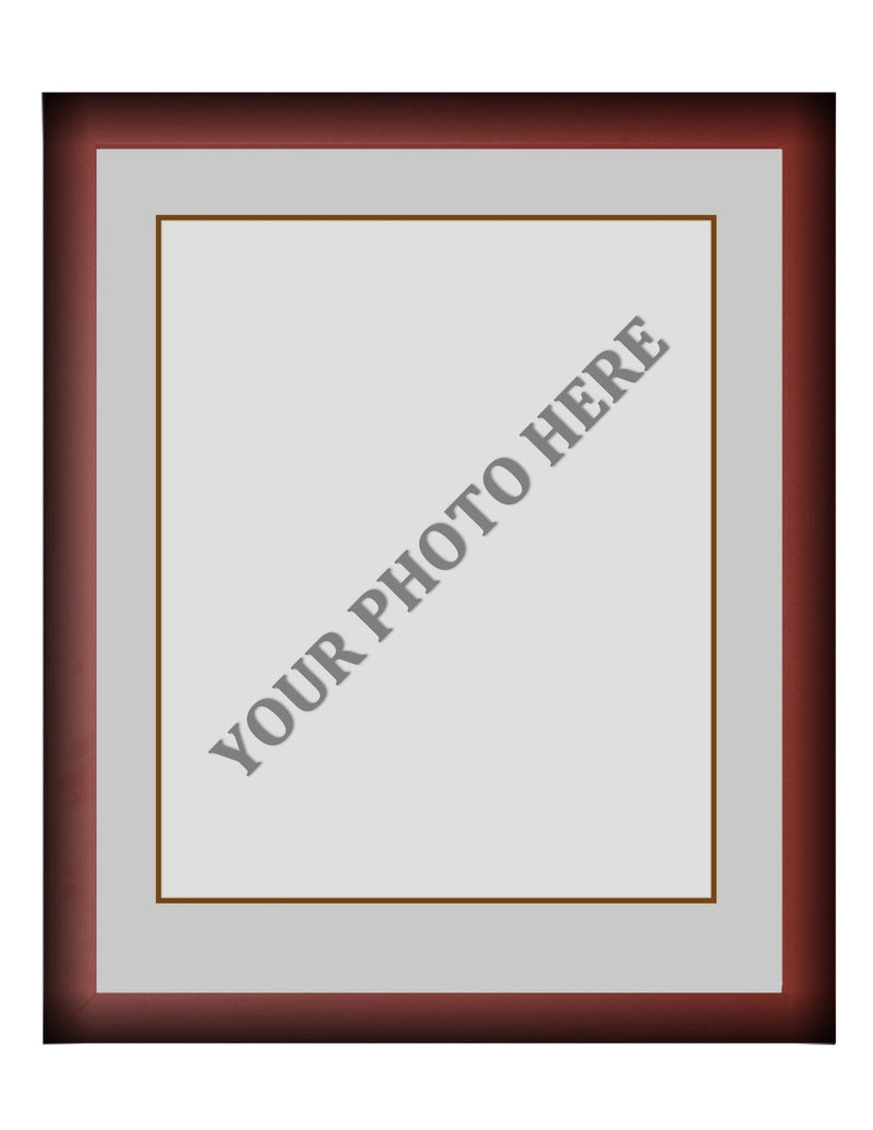 Frame Kit - Cherry Wood Frame | Silver Matting | Brown Trim