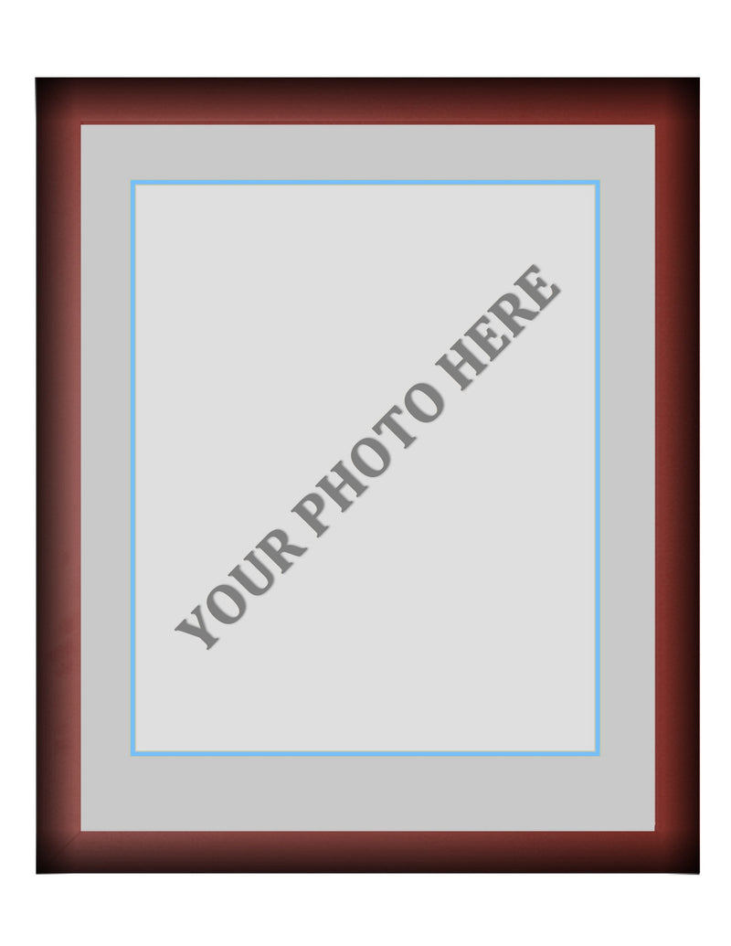 Frame Kit - Cherry Wood Frame | Silver Matting | Light Blue Trim