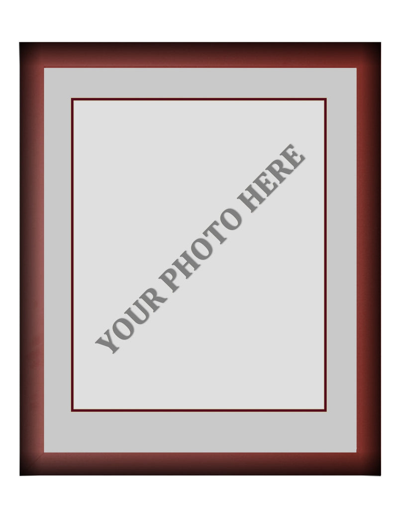 Frame Kit - Cherry Wood Frame | Silver Matting | Maroon Trim