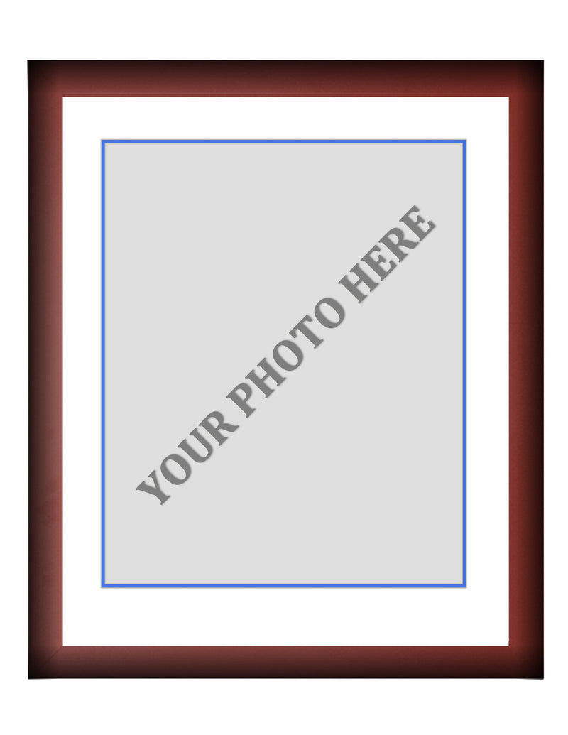 Frame Kit - Cherry Wood Frame | White Matting | Blue Trim