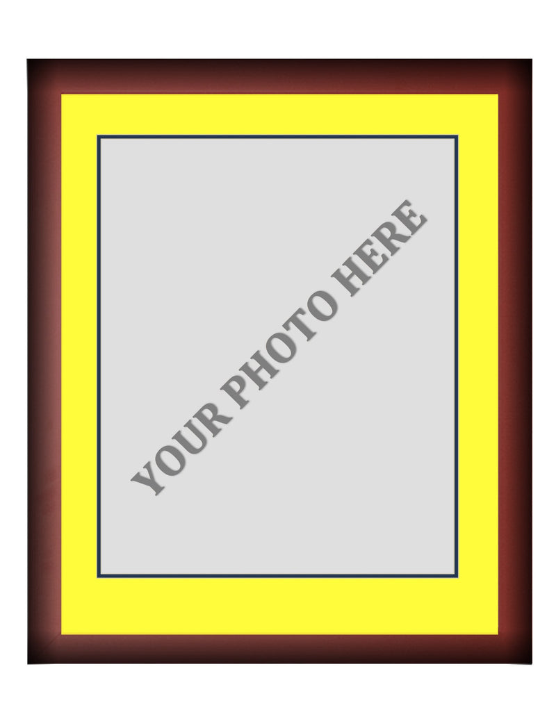 Frame Kit - Cherry Wood Frame | Yellow Matting | Dark Blue Trim