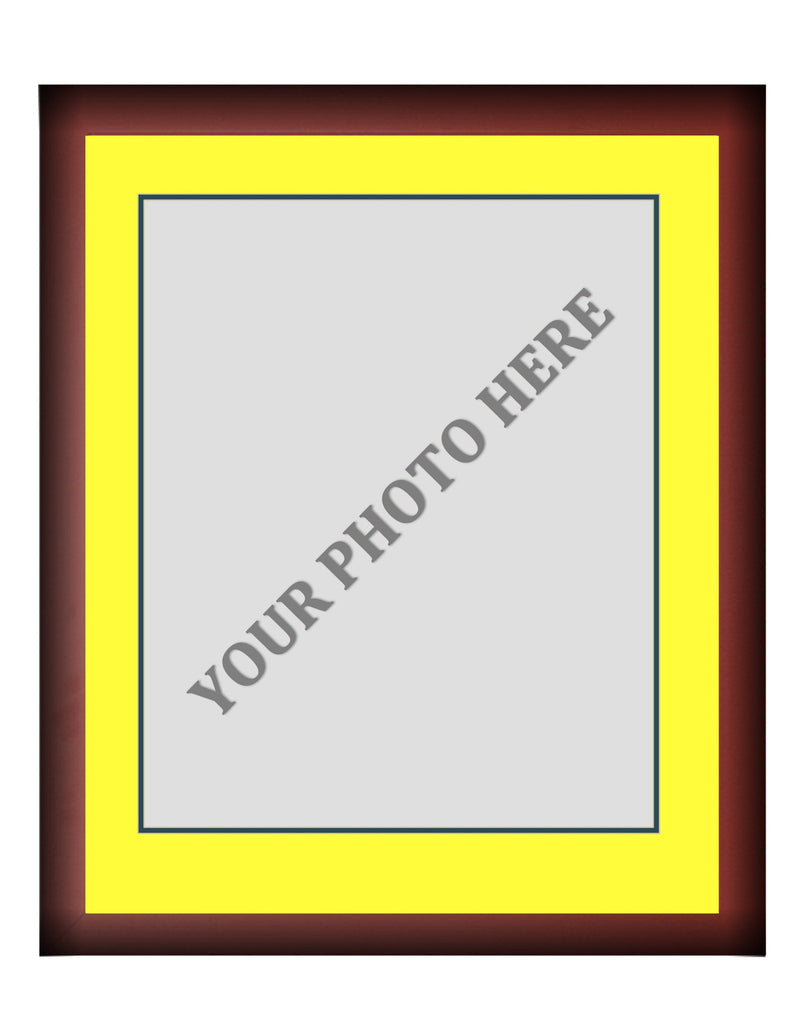 Frame Kit - Cherry Wood Frame | Yellow Matting | Dark Green Trim
