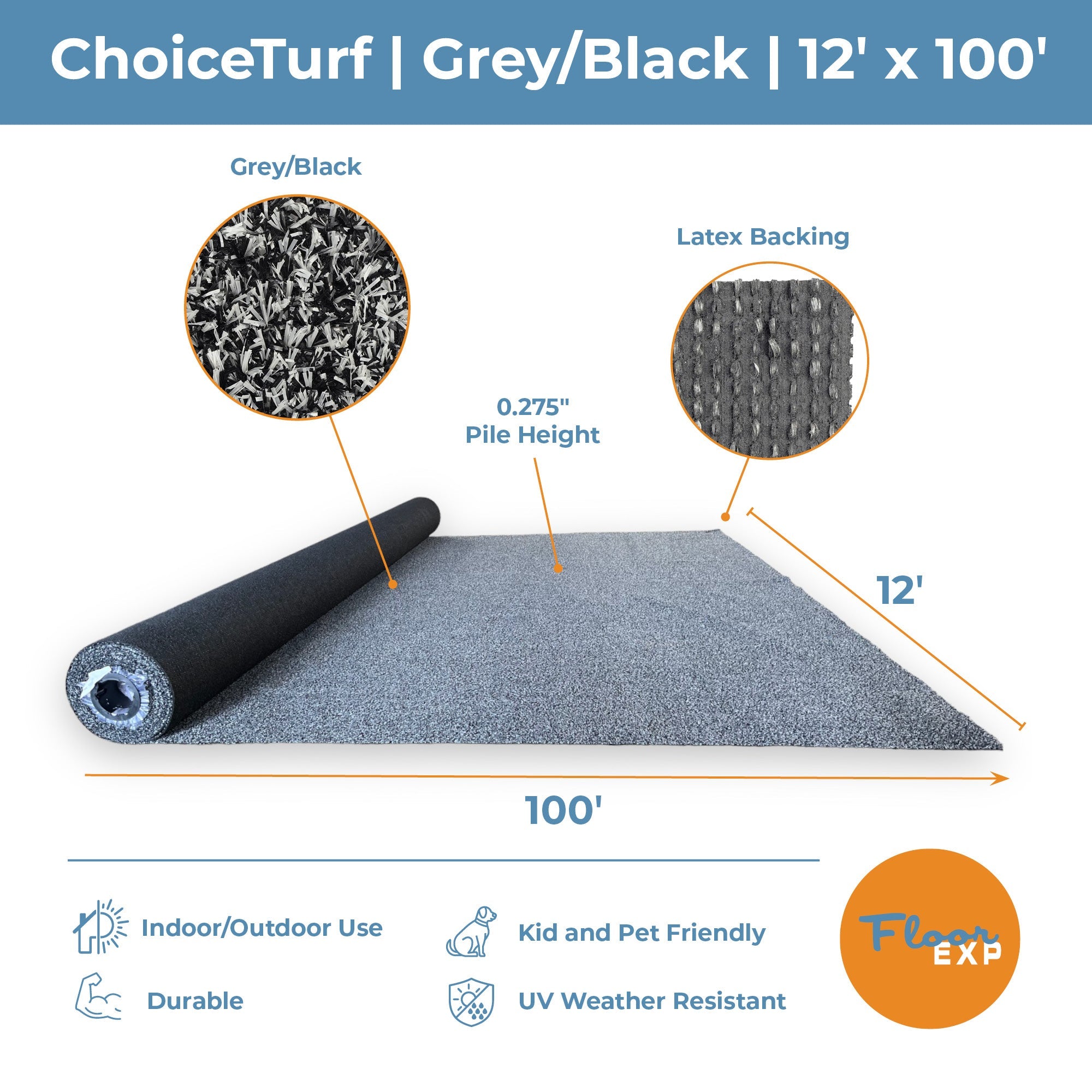 ChoiceTurf™ Rolls | Grey Black