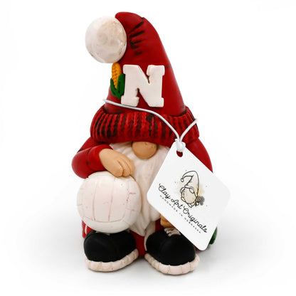 Husker Volleyball Gnome Figurine | Clay Art Originals