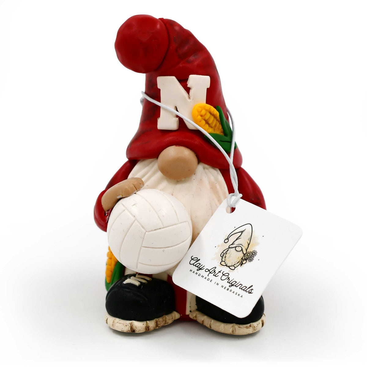 Husker Volleyball Gnome Figurine | Clay Art Originals