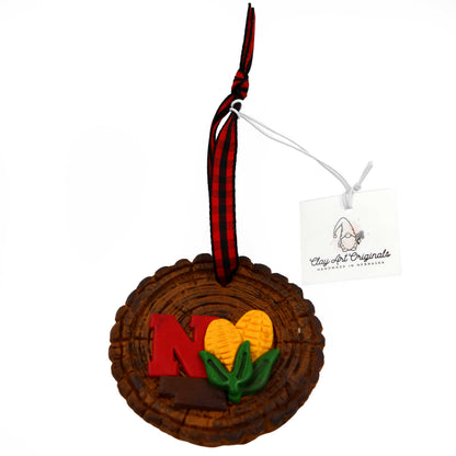 Husker Rustic Wood Ornament | Clay Art Originals