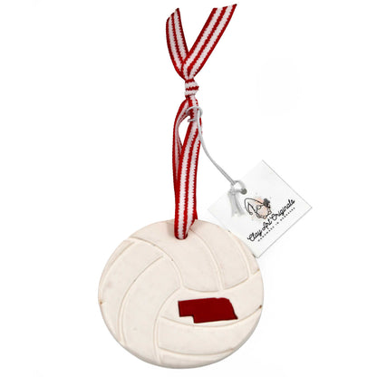 Husker Volleyball Ornament | Clay Art Originals