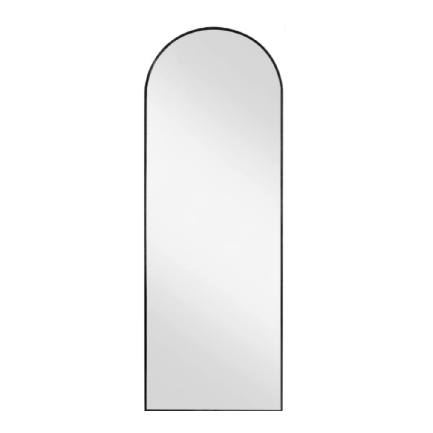 64"x24" Black Metal Arched Wall Mirror, Thin Edge Full Length, Deep Set Mirror MB6424