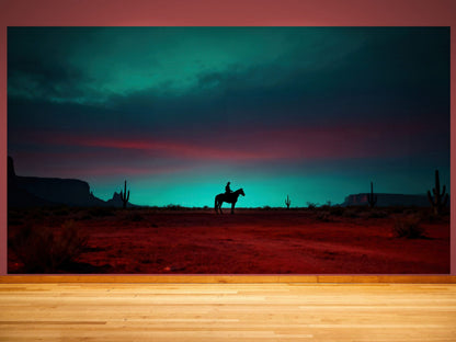 Cowboy on Horse Western Theme Wall Mural. #7068