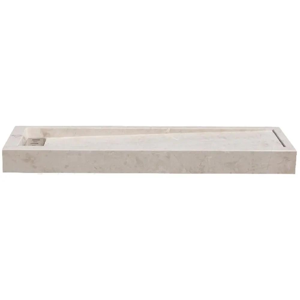 Cream Royal Marble Hand Carved Rectangular Shower Base 16 x 48 Inch Honed Finish