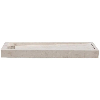 Cream Royal Marble Hand Carved Rectangular Shower Base 16 x 48 Inch Honed Finish