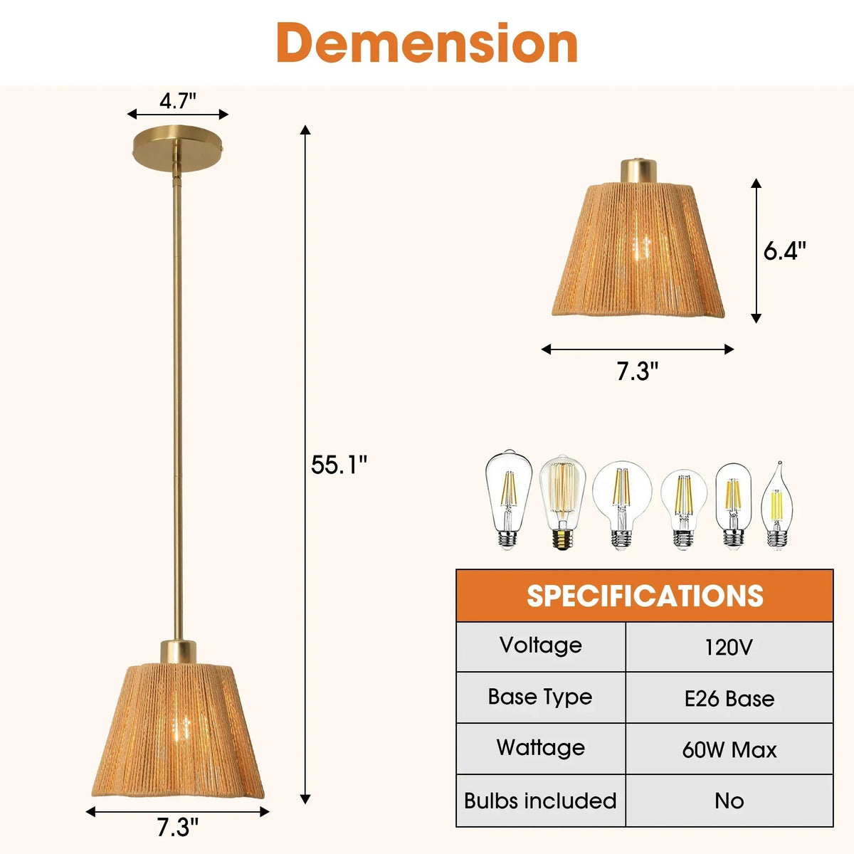 7 Inch Elsa 1-Light Island Pendant Light