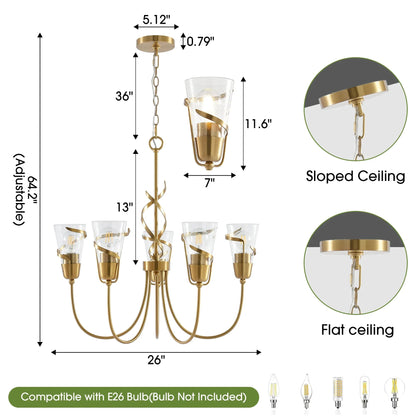 26 Inch Uriah 5-Light Golden Chandelier