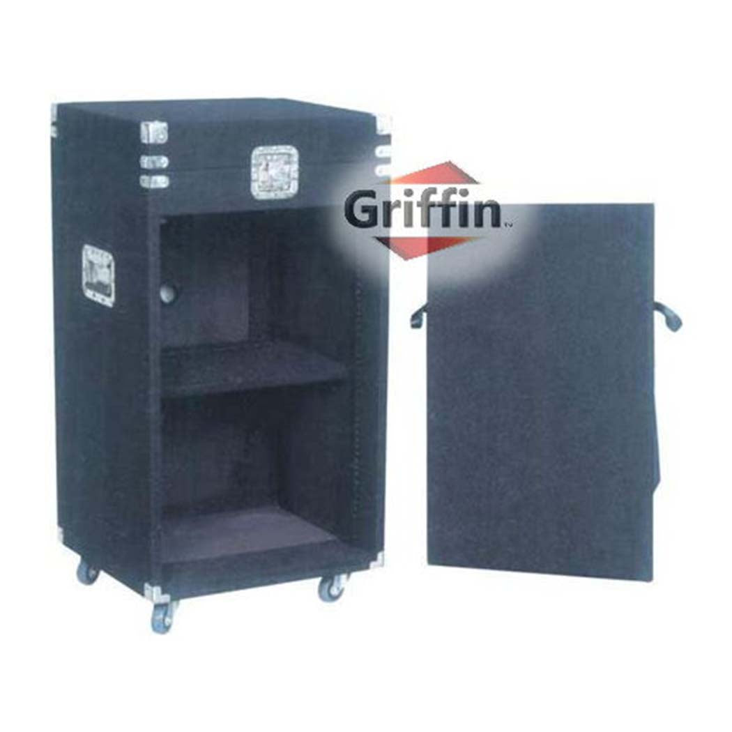 Rackmount Studio Mixer Flight Road Case By GRIFFIN - 25U Mount Space Ultimate Pro-Audio Amp Cabinet Travel Trunk For Music Gear Recording Equipment