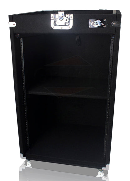 Rackmount Studio Mixer Flight Road Case By GRIFFIN - 25U Mount Space Ultimate Pro-Audio Amp Cabinet Travel Trunk For Music Gear Recording Equipment