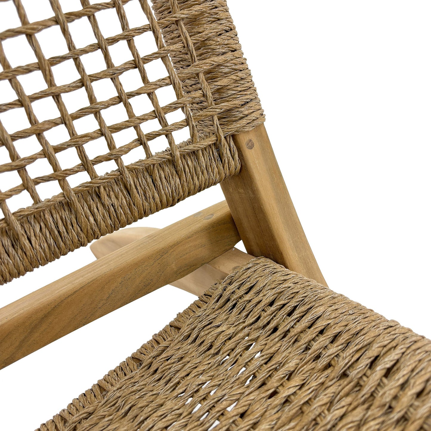 Jamaican Natural Outdoor Folding Lounge Chair with Polystrand Seat