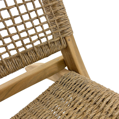 Jamaican Natural Outdoor Folding Lounge Chair with Polystrand Seat