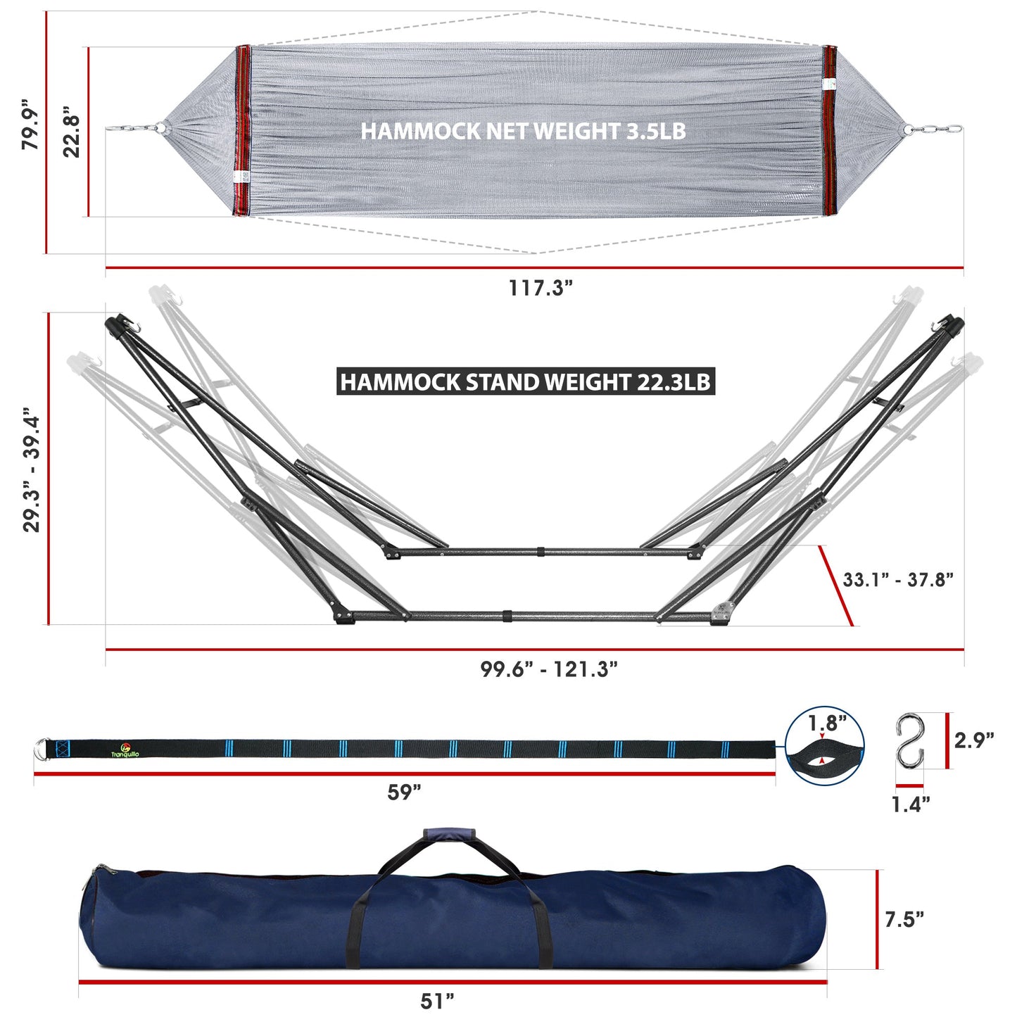 Tranquillo Comfort Set Original Hammock Stand for Ultimate Relaxation