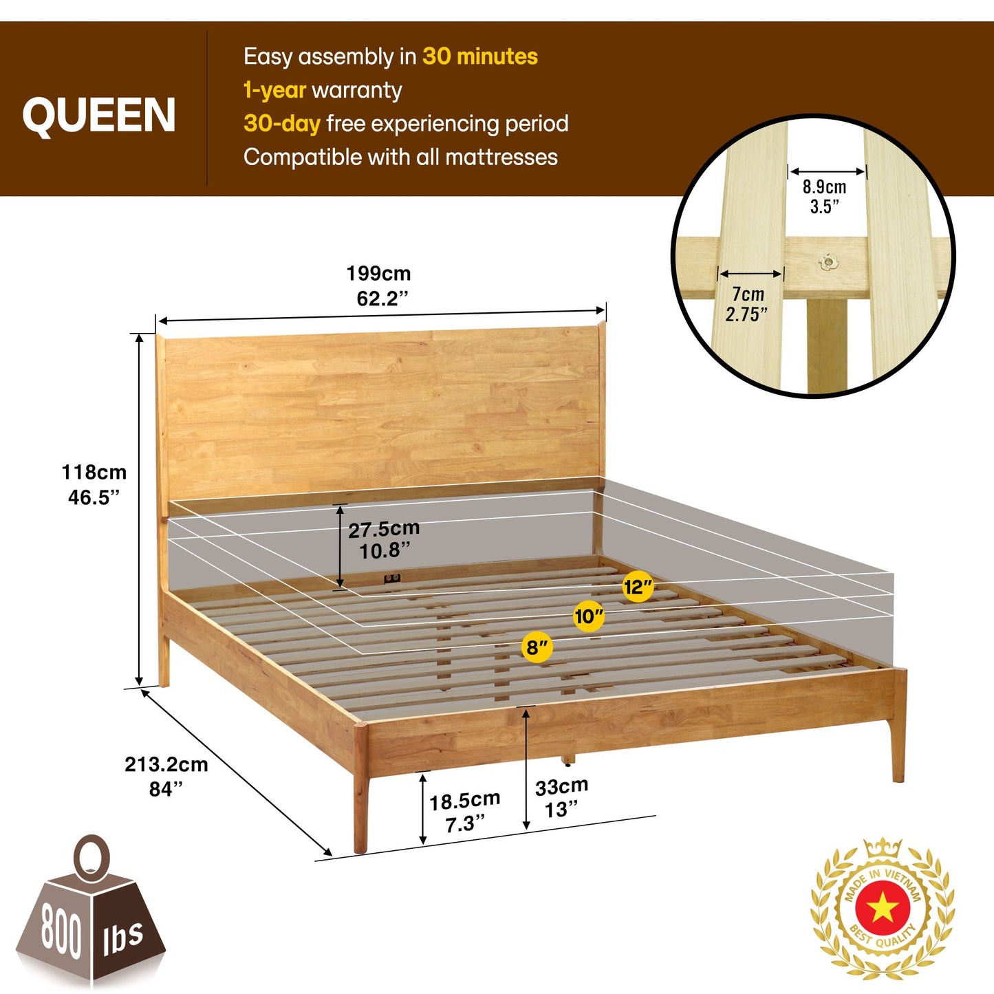 Haven Solid Wood Bed Frame