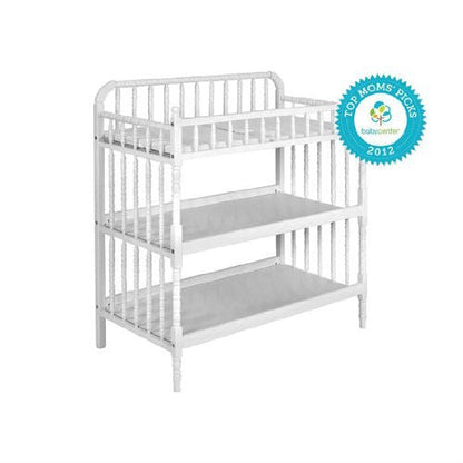 White Wood Changing Table with 1-inch Waterproof Changing Pad