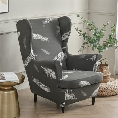 Stretch Spandex Nordic Floral Removable Wing Chair Cover, Relaxing Seat Covers Slipcovers for Armchairs