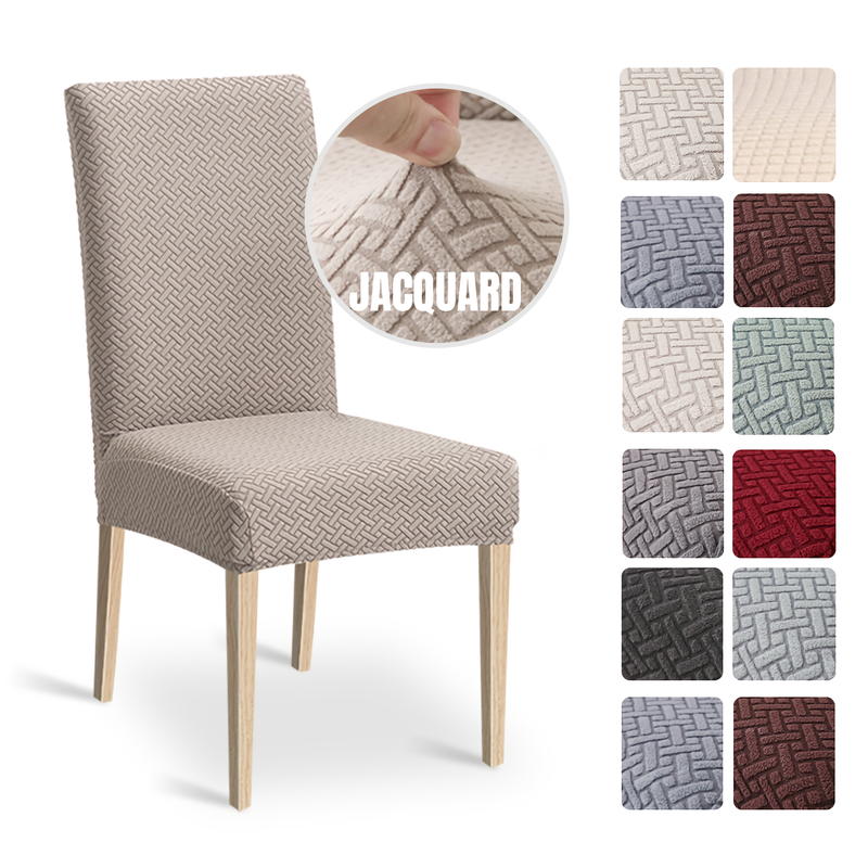High Stretch Dining Chair Cover, 1/2/4/6pcs Jacquard Spandex Slipcover