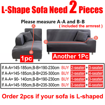 Stretchable Thick Velvet Sofa Cover for L Shaped Corner Sofa in Living Room Fits 1/2/3/4 Seater Couches