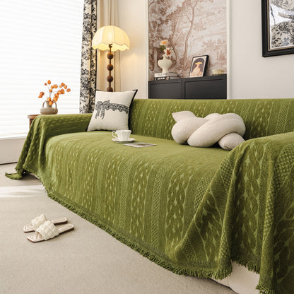 Sofa Cover Blanket Throw with Tassels, Decorative Furniture Protector for Dogs/Pets