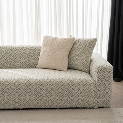 3D Jacquard Geometric Sofa Cover, High Stretch Soft Polar Fleece Slipcover for Couch