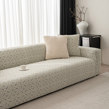 3D Jacquard Geometric Sofa Cover, High Stretch Soft Polar Fleece Slipcover for Couch