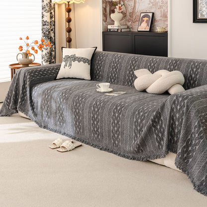 Sofa Cover Blanket Throw with Tassels, Decorative Furniture Protector for Dogs/Pets