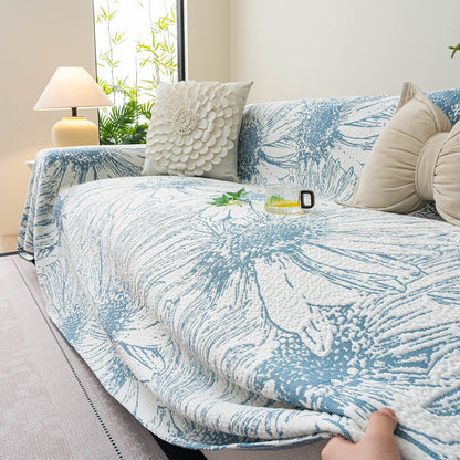 Cooling Botanical Jacquard Couch Cover Decorative Furniture Cover for Loveseat & Sofas