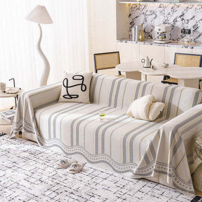 Modern Geometric Cooling Sofa Blanket, Soft & Breathable Striped Couch Throw Cover