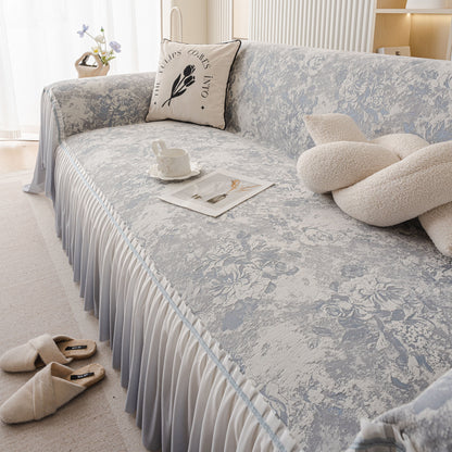 French Chic Style Ruffle Rose Cover Throw for Sofas, Decorative Sectional Covers