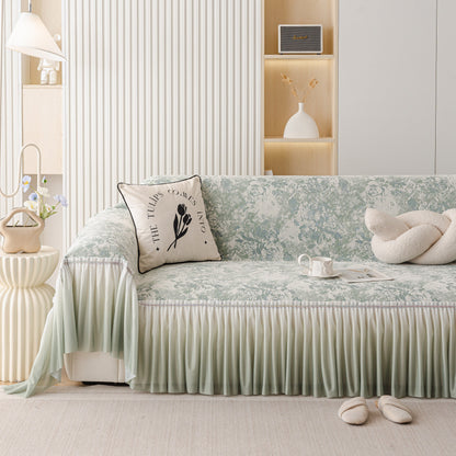 French Chic Style Ruffle Rose Cover Throw for Sofas, Decorative Sectional Covers