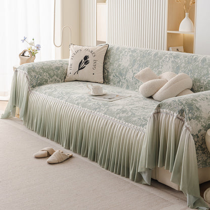 French Chic Style Ruffle Rose Cover Throw for Sofas, Decorative Sectional Covers