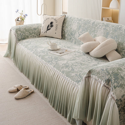 French Chic Style Ruffle Rose Cover Throw for Sofas, Decorative Sectional Covers