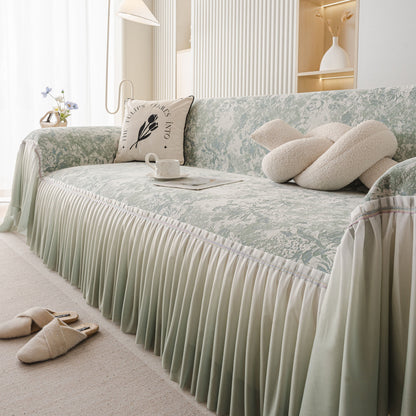 French Chic Style Ruffle Rose Cover Throw for Sofas, Decorative Sectional Covers