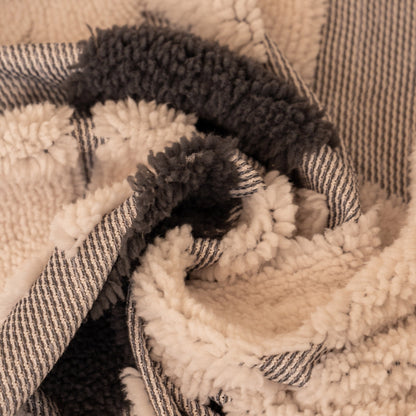 Bohemian Tufted Sofa Cover, Soft Sherpa Fleece Throw Blanket with 3D Aztec Geometric