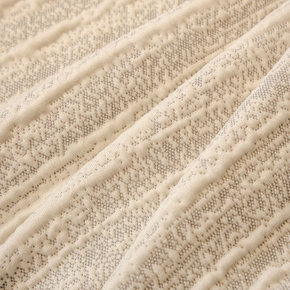 Ribbed Washable Sofa Cover, High Stretch Striped Couch Slipcover with Tie Straps