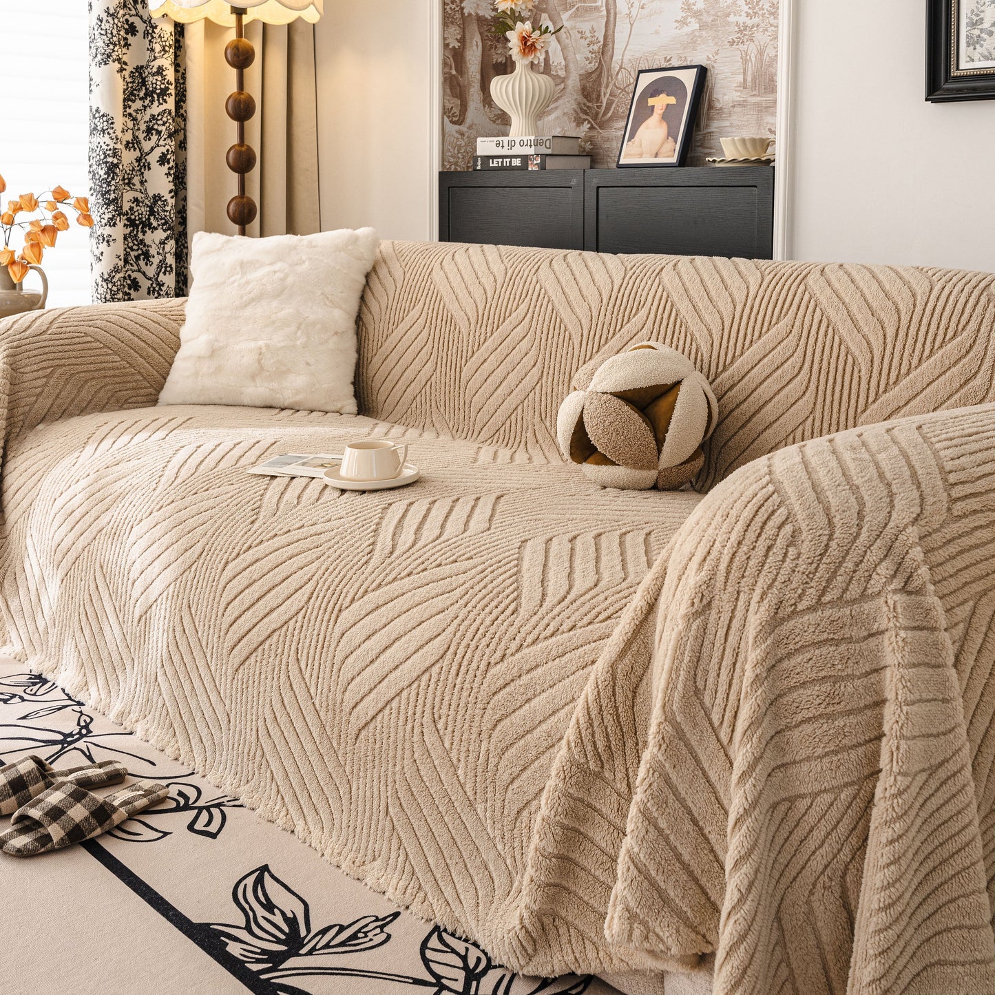 Plush Fleece Washable Sofa Throw Blanket, Soft & Cozy Furniture Protector for Couch