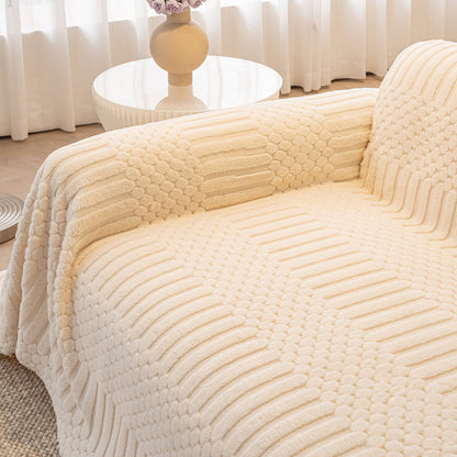 Boho 3D Geometric Throw Blanket for Couch, Luxurious Velvety Plush Fleece Sofa Cover