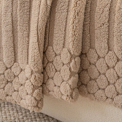 Boho 3D Geometric Throw Blanket for Couch, Luxurious Velvety Plush Fleece Sofa Cover