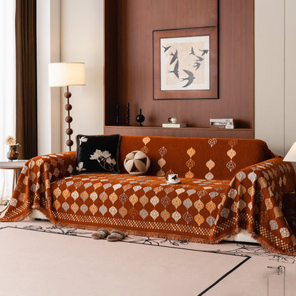 Boho Geometric Sofa Slipcovers Chenille Scratch Resistant Couch Protective Covers