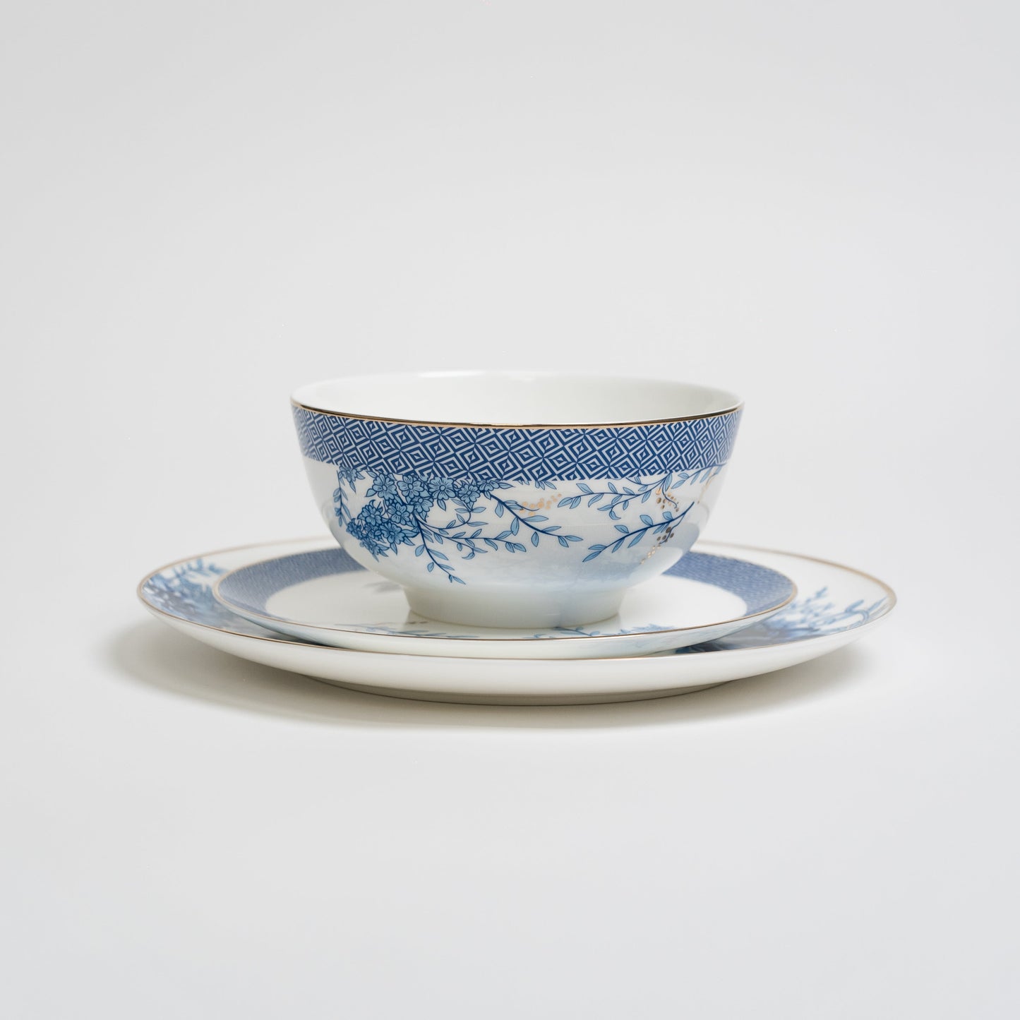 Blue Flower Plates Set