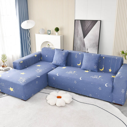 Boho Printed Sofa Slipcover, Stretch Furniture Protector for Sectional L-Shaped Sofa