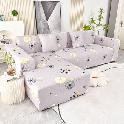 Boho Printed Sofa Slipcover, Stretch Furniture Protector for Sectional L-Shaped Sofa